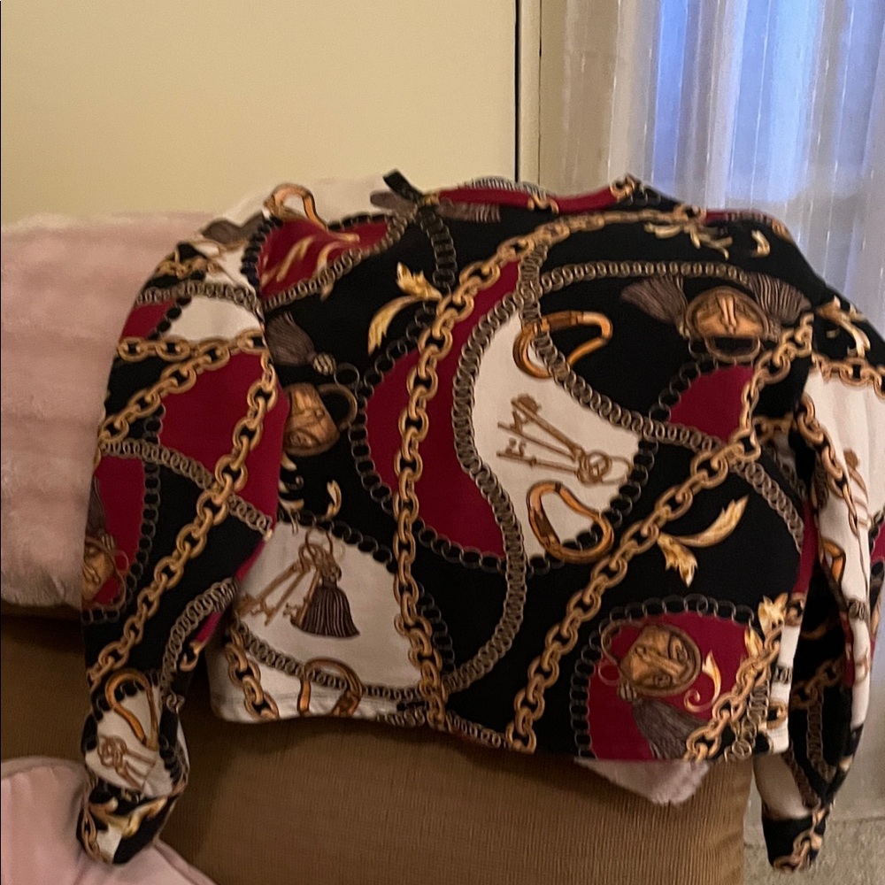 Zara Black and Red Chain Print Sweatshirt